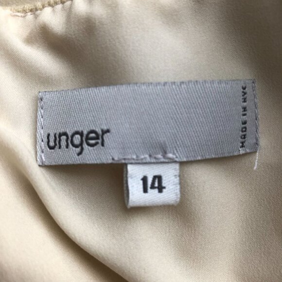 Unger Lightweight Wool Textured Tan Dress 14 - Picture 6 of 6